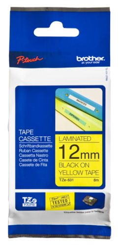 BROTHER Fita laminada amarelo/preto 12mm , Brother , BROTZE631 , 4977766686686